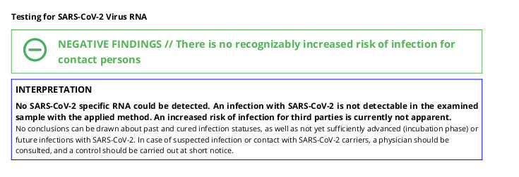 Coronatest ist negativ