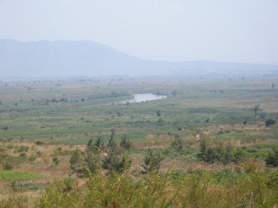 Blick ueber den Fluss Richtung D.R. Kongo
